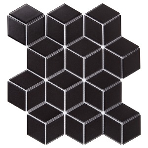 레그노모자이크타일 CU-03 CUBE BLACK/큐브 블랙 바닥타일/헥사/육각/북유럽/카페인테리어/주방/포인트/욕실/벽